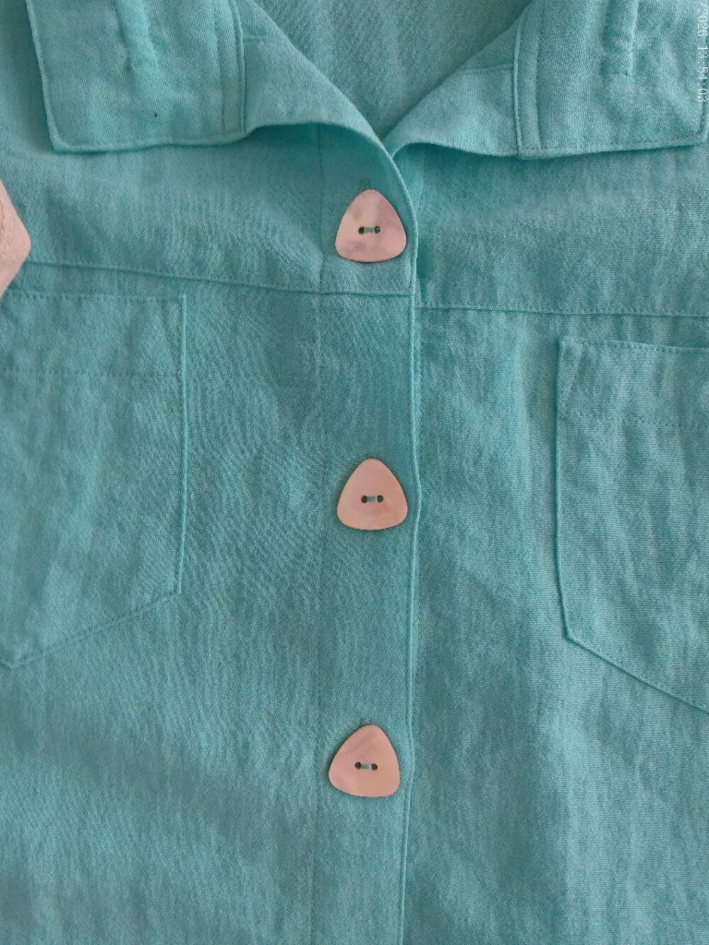 JOHN MARK NWOT Short Cuffed Sleeve Collared Button-Up Turquoise Shirt L - Picture 5 of 10